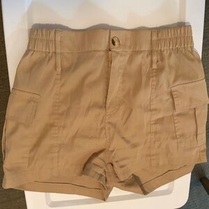 SHEIN Khaki Cargo High-Waist Elastic Shorts